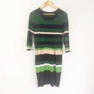 2/$30 Ann Taylor Green Striped Sweater Dress XS